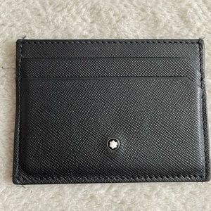 Montblanc Black full grain leather cardholder with small emblem on front